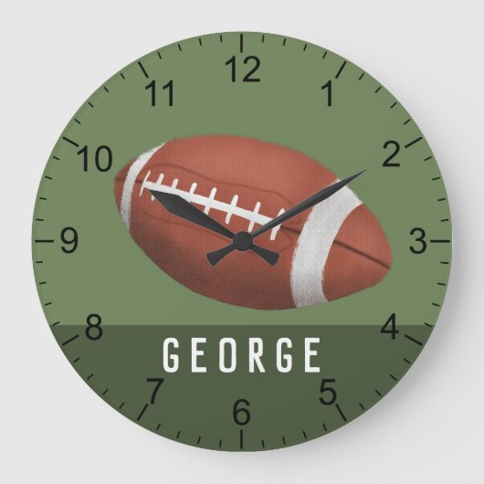 Grande Horloge Ronde Garçons Football moderne et vert Sports Enfants (Recto)