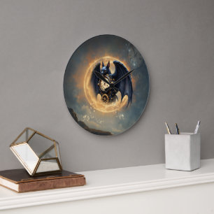 Grande Horloge Ronde Gardien du Temps au Clair de Lune – Chauve-souris