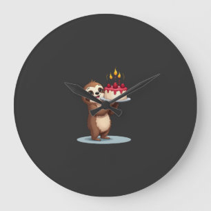 Grande Horloge Ronde Gâteau d'anniversaire drôle avec costume de paress