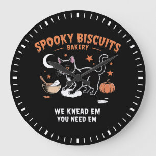 Grande Horloge Ronde Gâteaux effrayants de la pâtisserie féline Automne
