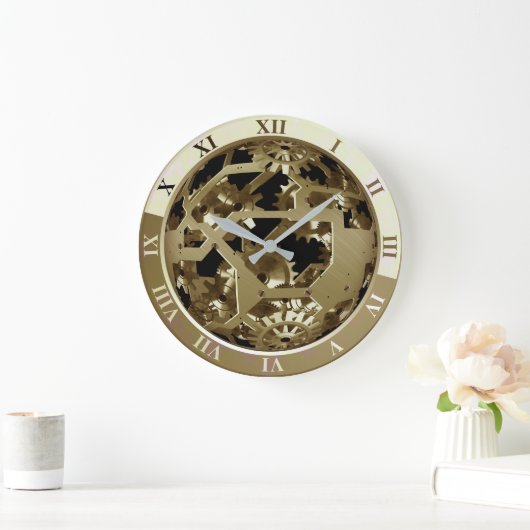 Grande Horloge Ronde Géars Golden (Maison)