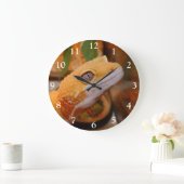 Grande Horloge Ronde Gecko jaune léopard (Maison)