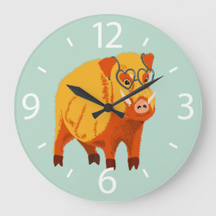 Grande Horloge Ronde Geek Cochon Funny Boar animal sauvage