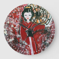 Geisha japonais en robe rouge, japonais