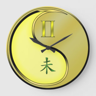 Grande Horloge Ronde Gémeaux & Chèvre Métal