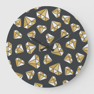 Grande Horloge Ronde Gemstone Thème Vintage Motif sans couture.