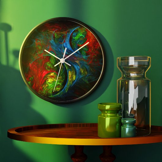 Grande Horloge Ronde Genesis Blue Art Abstrait Round