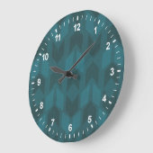 Grande Horloge Ronde Geo Step extérieur | Motif Turquoise foncé (Angle)