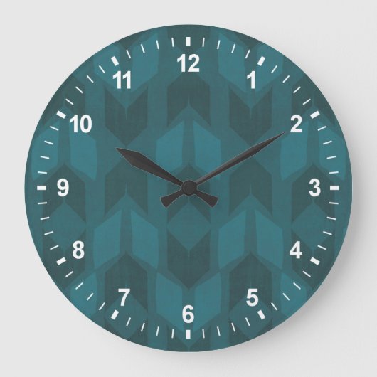 Grande Horloge Ronde Geo Step extérieur | Motif Turquoise foncé (Recto)