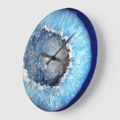 Grande Horloge Ronde Géode cristal bleu tombé (Angle)