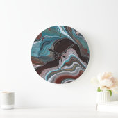 Grande Horloge Ronde Géode d'Agate Acrylique Fluide moderne Look bleu B (Maison)