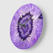 Grande Horloge Ronde Géode d'agate violet tombé (Angle)