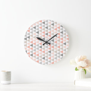 Grande Horloge Ronde Geometric Triangles Peach Neutrals Modern Pattern