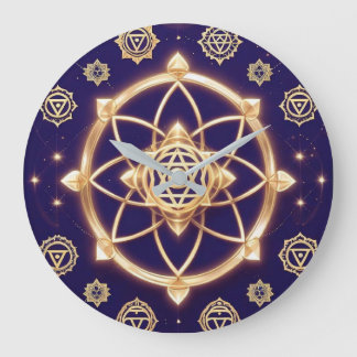 Grande Horloge Ronde Géométrie Céleste de Lumière — Motif Sacré