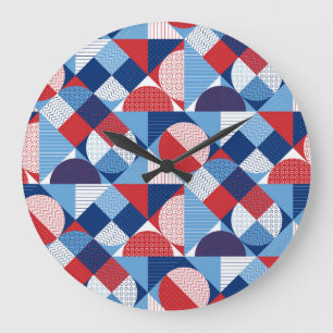 Grande Horloge Ronde Géométrie marine : motif sans soudure d'été.