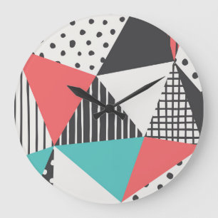 Grande Horloge Ronde géométrique Abstraite : design motif moderne.