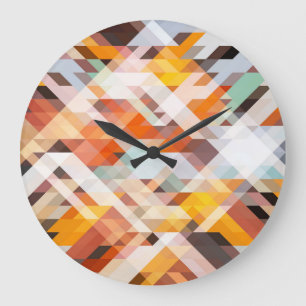 Grande Horloge Ronde Géométrique blanche orange : Arrière - plan polygo
