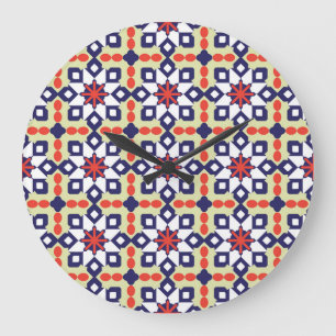 Grande Horloge Ronde Géométrique classique : Conception ornementale tra