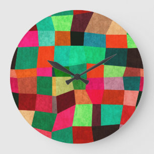 Grande Horloge Ronde Géométrique colorée : Texture sans fil Abstraite