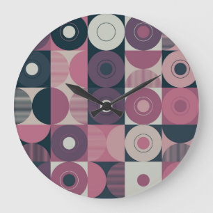 Grande Horloge Ronde Géométrique du milieu du siècle : motif abstrait e