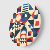 Grande Horloge Ronde Géométrique du milieu du siècle : Motif rétro funk (Angle)
