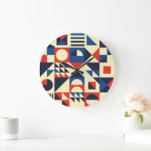 Grande Horloge Ronde Géométrique du milieu du siècle : Motif rétro funk (Maison)