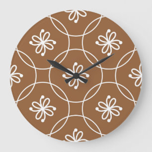 Grande Horloge Ronde Géométrique florale : motif d'art vintage.