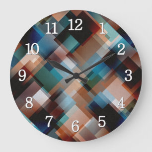 Grande Horloge Ronde géométrique multicolore