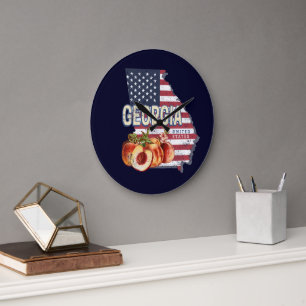 Grande Horloge Ronde Géorgie États-Unis Retro State Carte Vintage USA