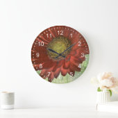 Grande Horloge Ronde Gerbera rouge (Maison)