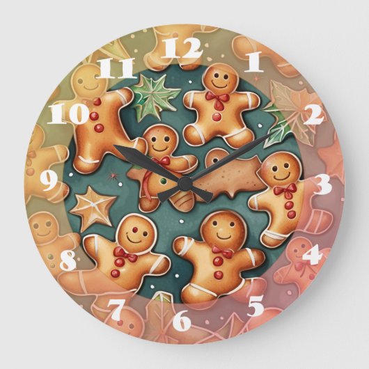 Grande Horloge Ronde Ginger breadman Motif de Noël (Recto)