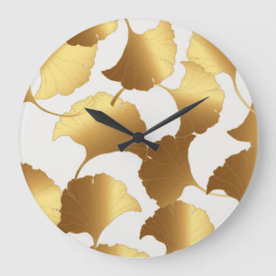 Grande Horloge Ronde Ginkgo Gold : Design Vintage de luxe.