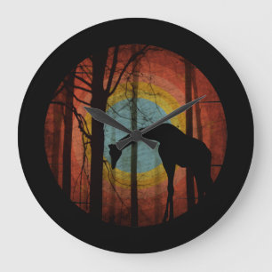 GRANDE HORLOGE RONDE GIRAFFE DANS LES BOIS FORET