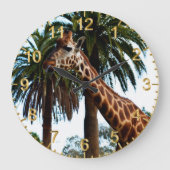 Grande Horloge Ronde Giraffe Drôle Qui Donne Une Framboise, (Recto)