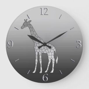 Grande Horloge Ronde Giraffe Silver Gray / Grey