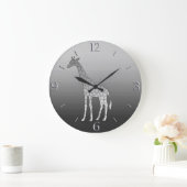 Grande Horloge Ronde Giraffe Silver Gray / Grey (Maison)