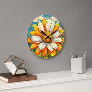 Grande Horloge Ronde girasol tulipan flores