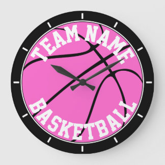 Grande Horloge Ronde Girls Pink Basketball Custom Team
