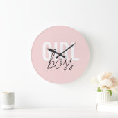 Grande Horloge Ronde Girly blush typographiy script girl boss (Maison)