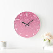 Grande Horloge Ronde Glam Chic Sparkly Ombre, Parties scintillant rose  (Maison)