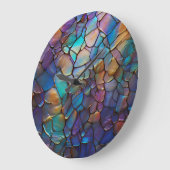 Grande Horloge Ronde Glam Iridescente Opal Gemstone Tissu (Angle)