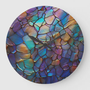 Grande Horloge Ronde Glam Iridescente Opal Gemstone Tissu