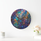 Grande Horloge Ronde Glam Iridescente Opal Gemstone Tissu (Maison)