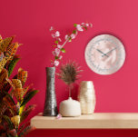 Grande Horloge Ronde Glitter Grey Rose Gold Metal Blush Beauty<br><div class="desc">Unique minimaliste et décoratif Correspond à la mode réelle dans la décoration maison. Vous pouvez changer la forme et la couleur de la main. florenceK design</div>