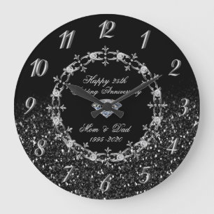 Grande Horloge Ronde Glittery 25th Wedding Anniversary