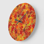 Grande Horloge Ronde Glittery Fall Maple Leaves (Angle)