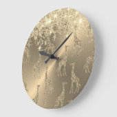 Grande Horloge Ronde Glittery Giraffes on Glitzy           (Angle)