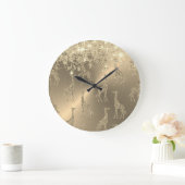 Grande Horloge Ronde Glittery Giraffes on Glitzy           (Maison)