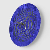 Grande Horloge Ronde Globe de fil mince à ligne bleue (Angle)
