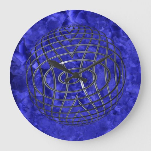 Grande Horloge Ronde Globe de fil mince à ligne bleue (Recto)